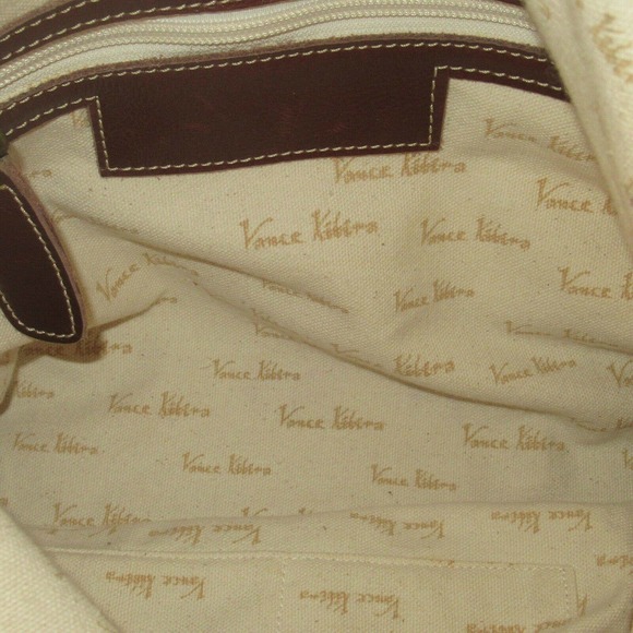 VANCE KITIRA NEW YORK Orange Canvas Leather Strap Crossbody Tote Handbag - Picture 8 of 9